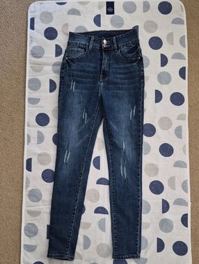 Dark Blue High-Waist Skinny Jeans - Women's Size 2